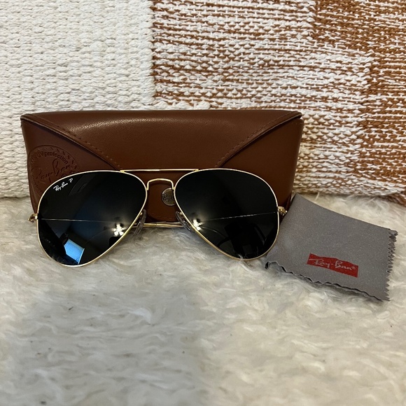 Ray-Ban Accessories - Ray Ban Gold Frame and Black Aviator Sunglasses